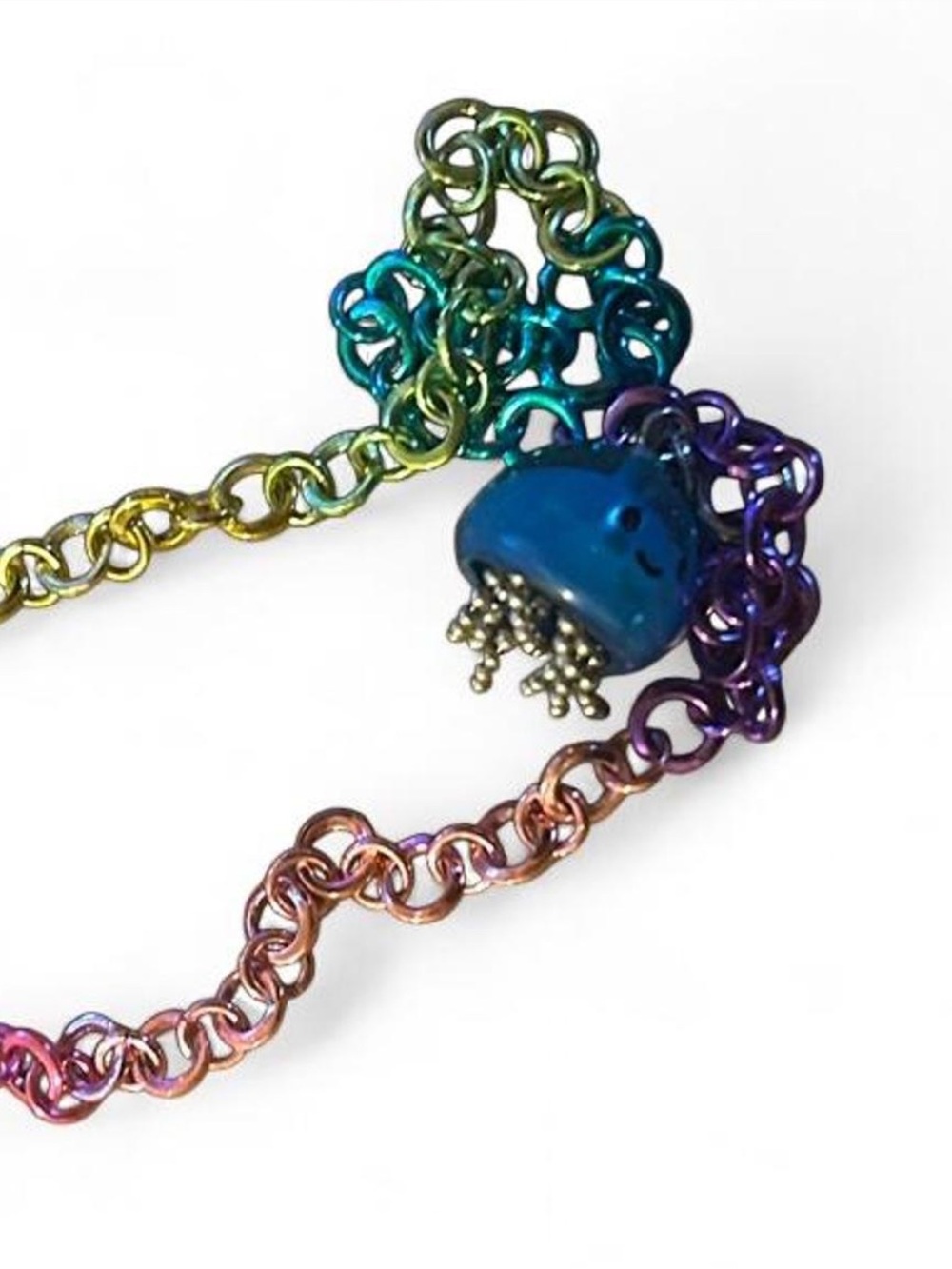 Cute Blue Jellyfish Charm Necklace Pendant